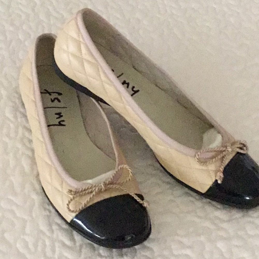 French Sole/ New York cream/black Ballet Flats 6M